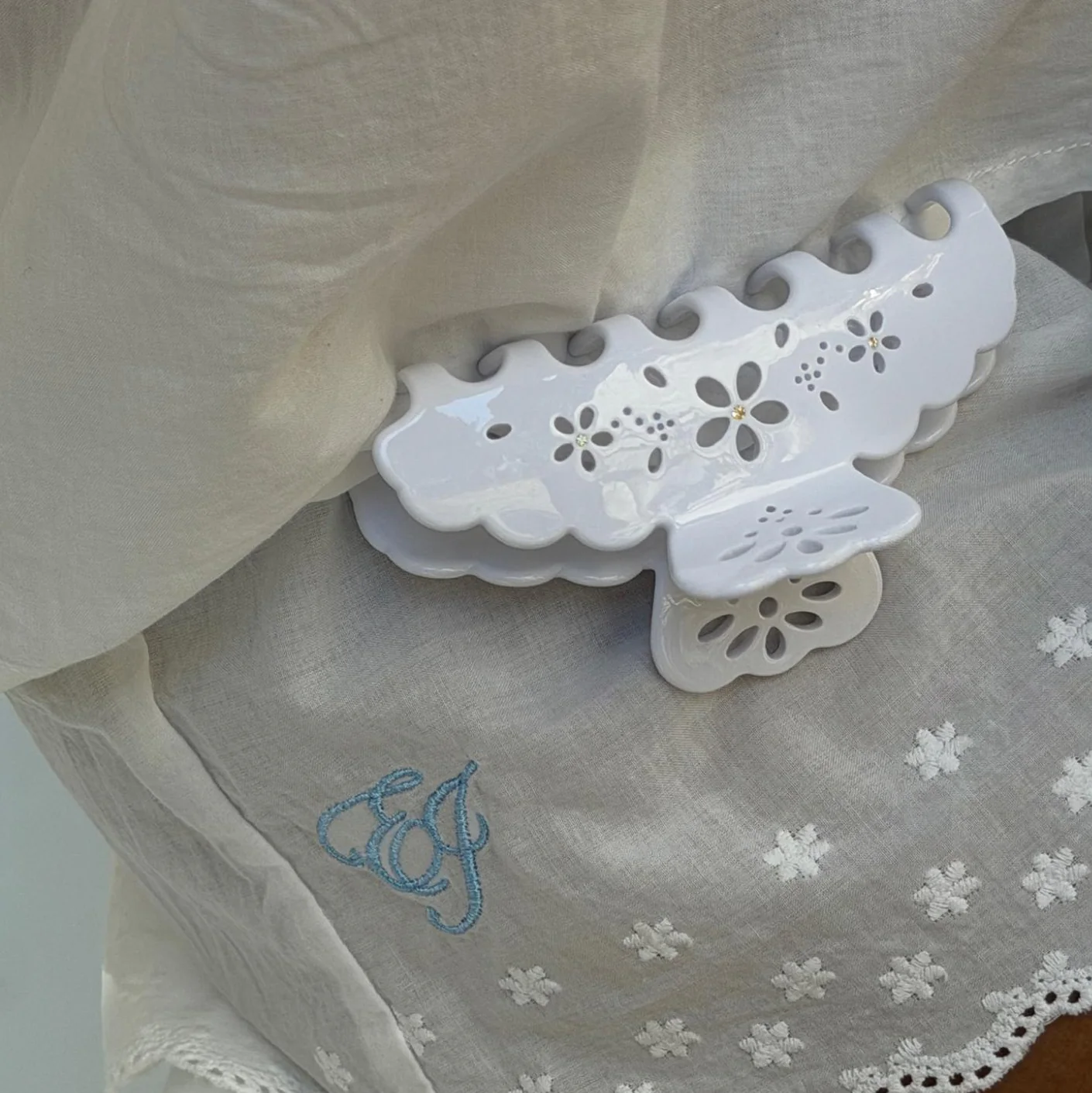 Big Effing Clip in Blanc Fleur Eyelet - Image 2