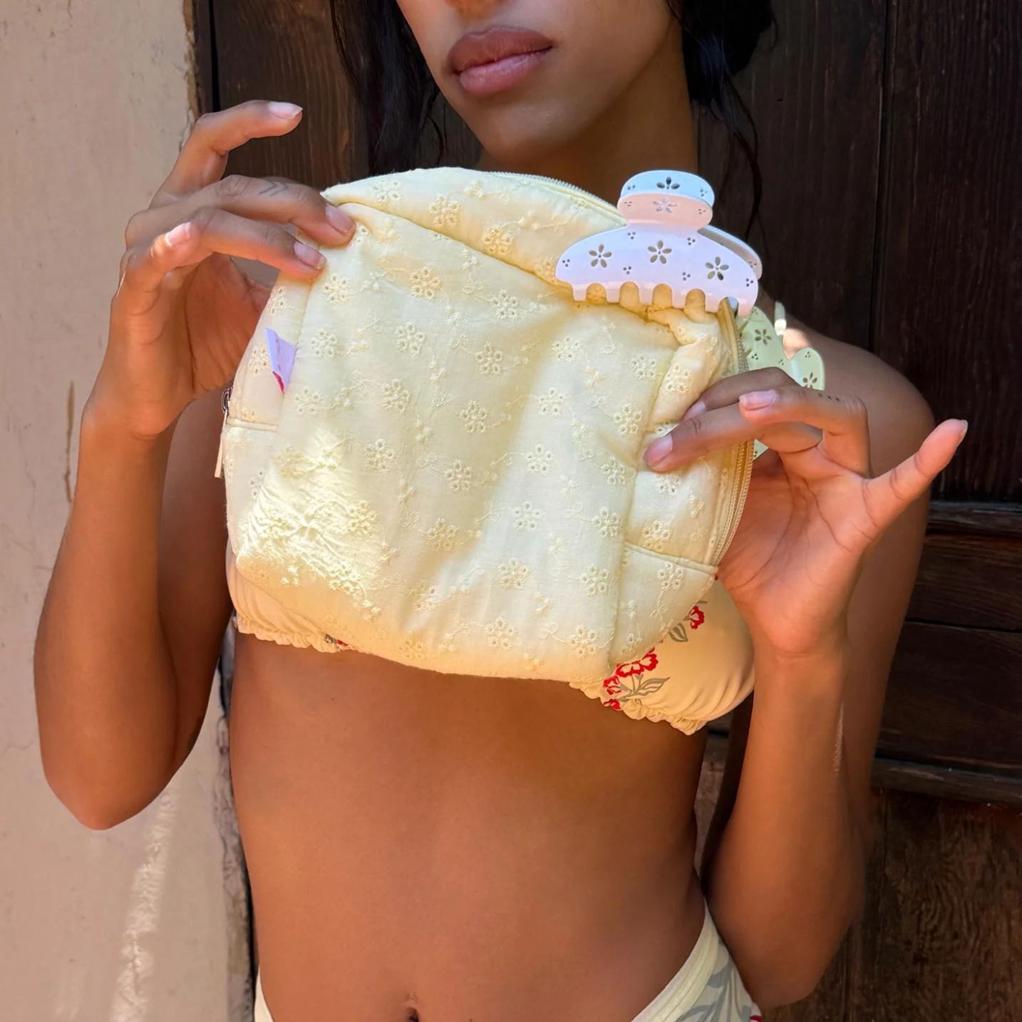 Eyelet Pouch in Citrine - Image 3