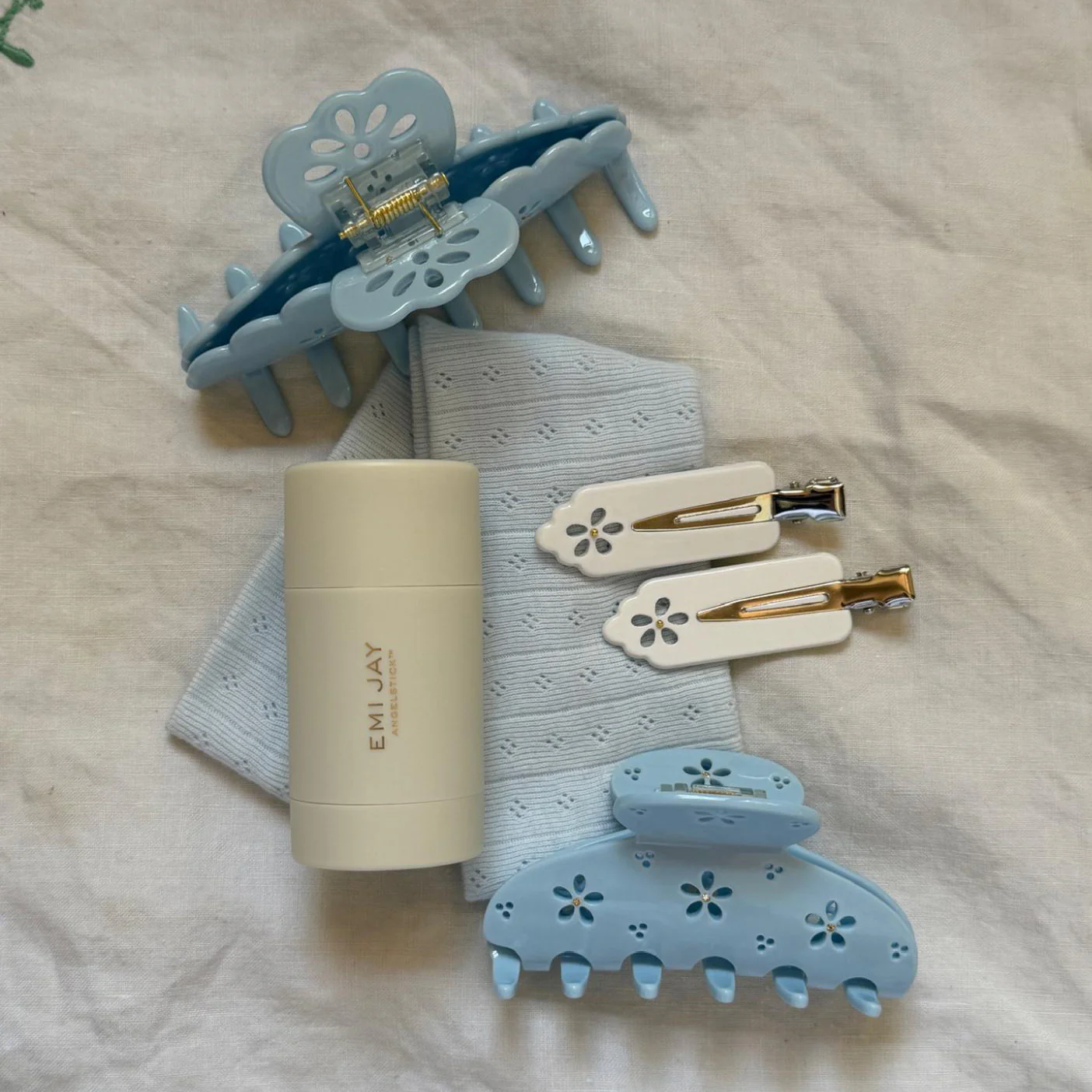 Pointelle Headband in Azure - Image 3